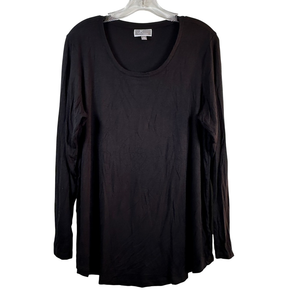 JM Collection Woman Black Long Sleeve Scoop Neck Tunic Top Plus Size 0X